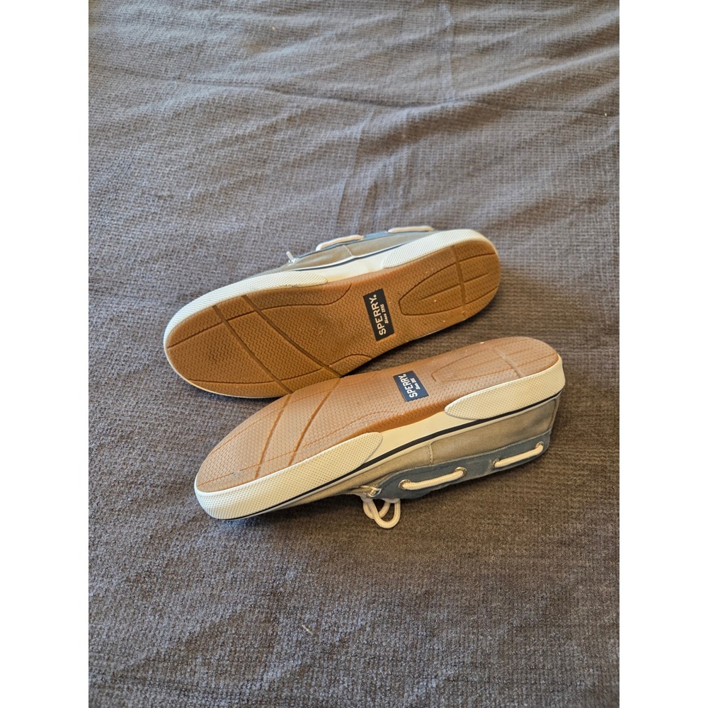 Sperry Top-Sider Boat Shoes Mens 10.5 Canvas Blue Grey Memory Foam Sneakers Deck - Picture 4 of 5